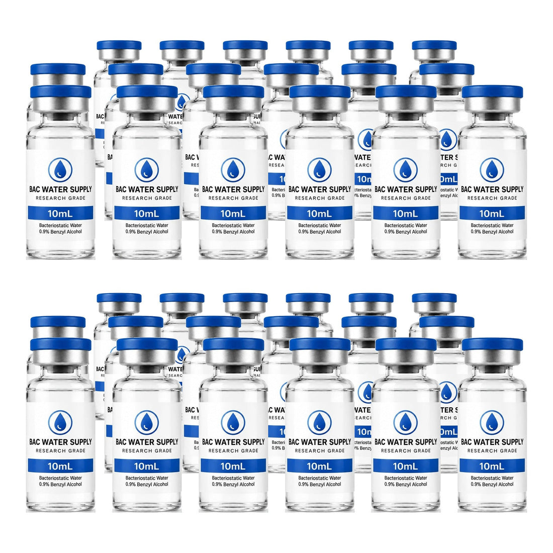 36-pack of sealed 10 mL bacteriostatic water vials – BAC Water Supply
