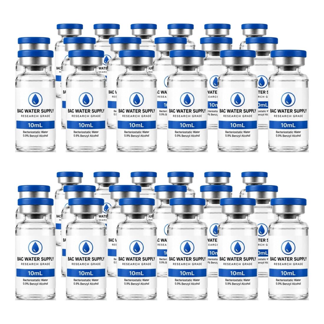 Sealed vials of bacteriostatic water (0.9% benzyl alcohol) – BAC Water Supply