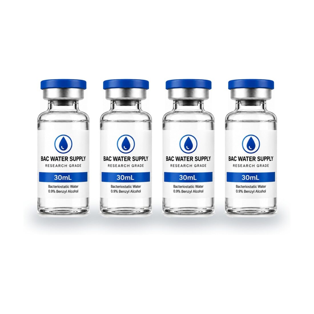 Sealed vials of bacteriostatic water (0.9% benzyl alcohol) – BAC Water Supply