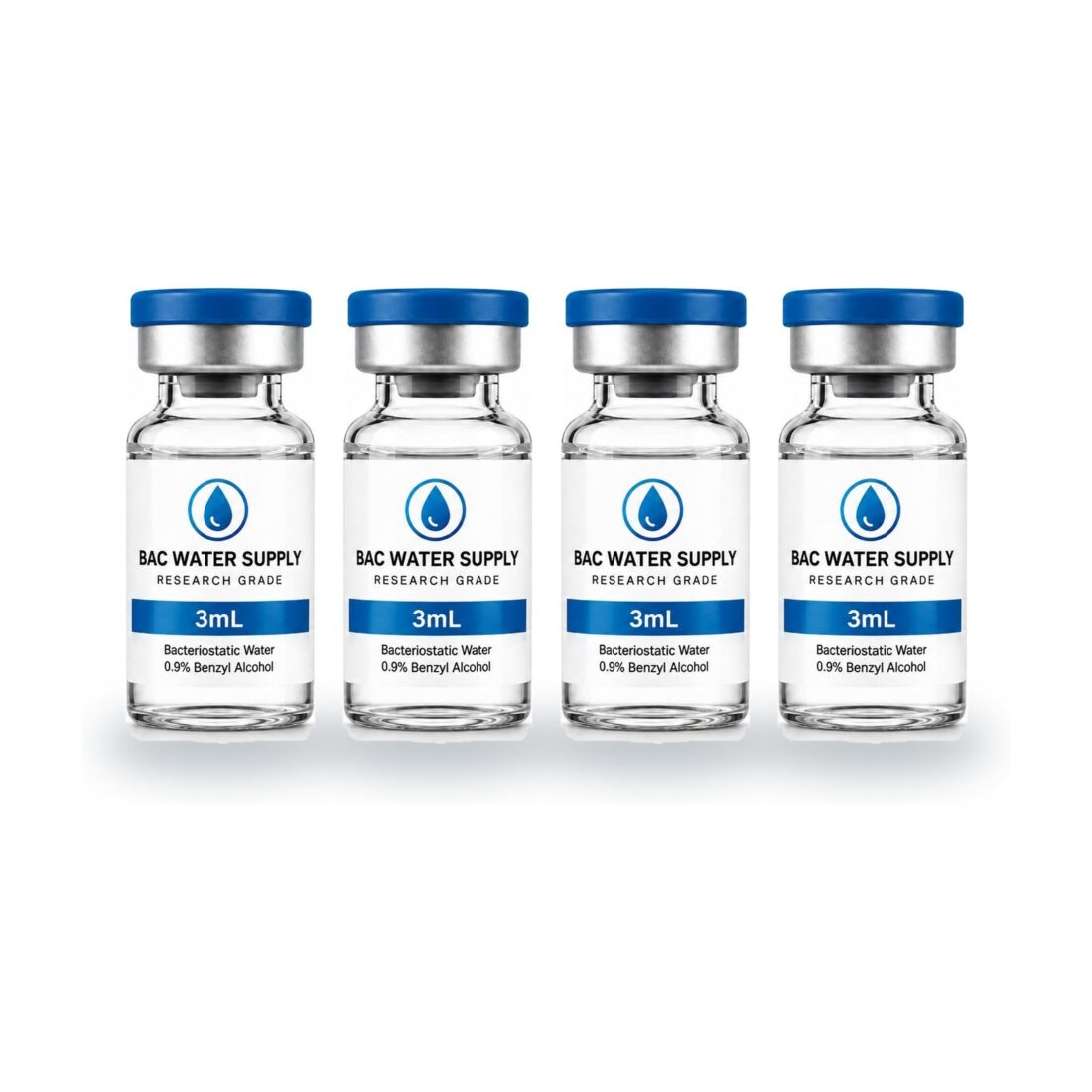 Sealed vials of bacteriostatic water (0.9% benzyl alcohol) – BAC Water Supply