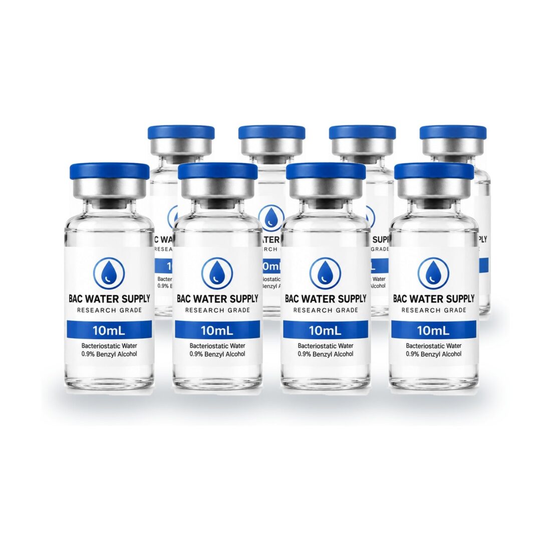 Sealed vials of bacteriostatic water (0.9% benzyl alcohol) – BAC Water Supply