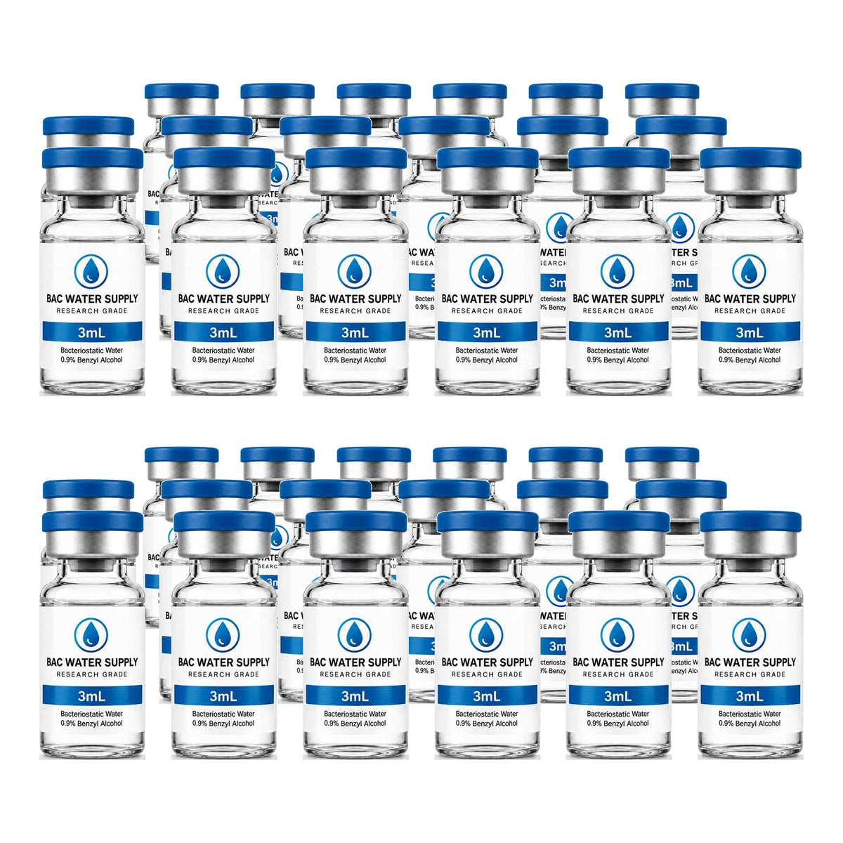 Bacteriostatic water 36-pack of 3mL sealed vials (0.9% benzyl alcohol) – BAC Water Supply