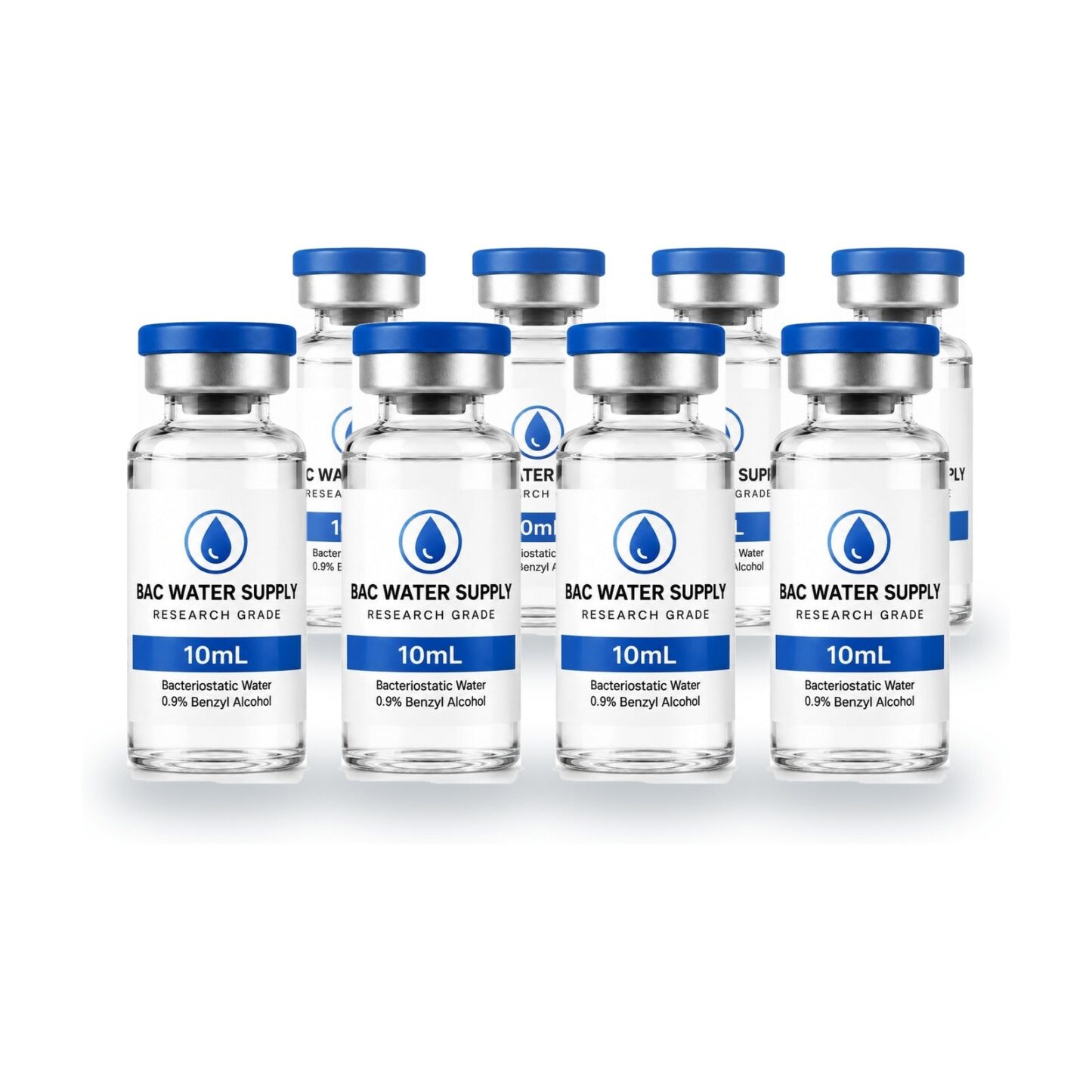 Bacteriostatic water 8-pack of 10mL sealed vials (0.9% benzyl alcohol) – BAC Water Supply