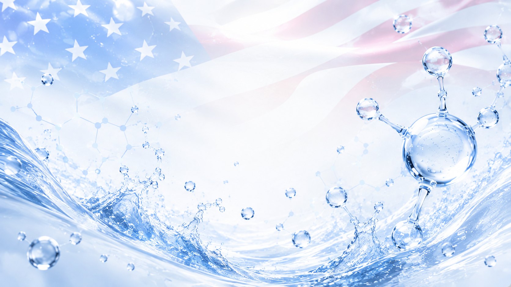 Bacteriostatic water — molecular structure over water with the US flag